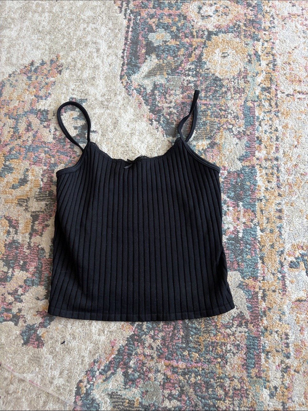 Black Ribbed Cami Tank Top